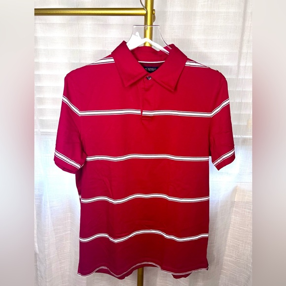 Menβs Fitted Polo Shirt Banana Republic in Red/White Stripes Sz S - Picture 2 of 7